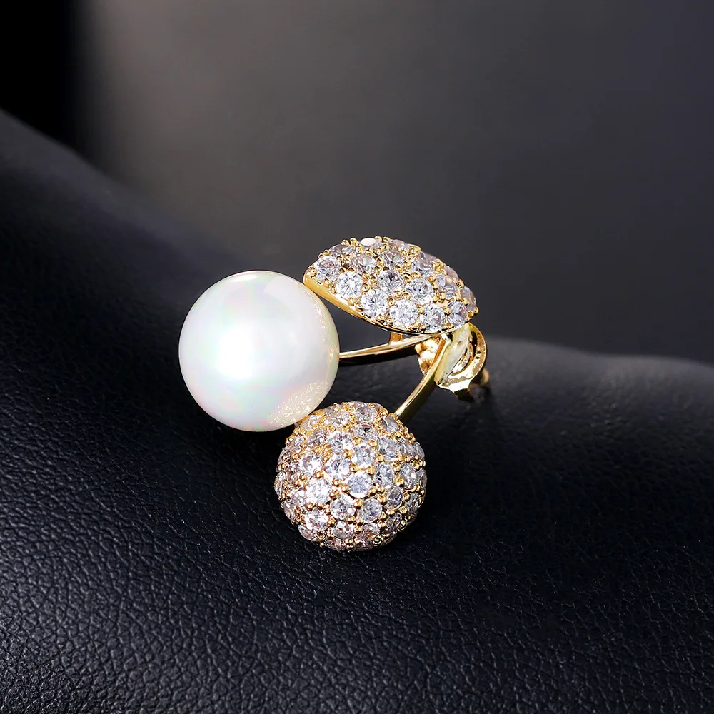 Австрийский Кристалл оригинальность лаконичный жемчуг маленькая брошь вишня