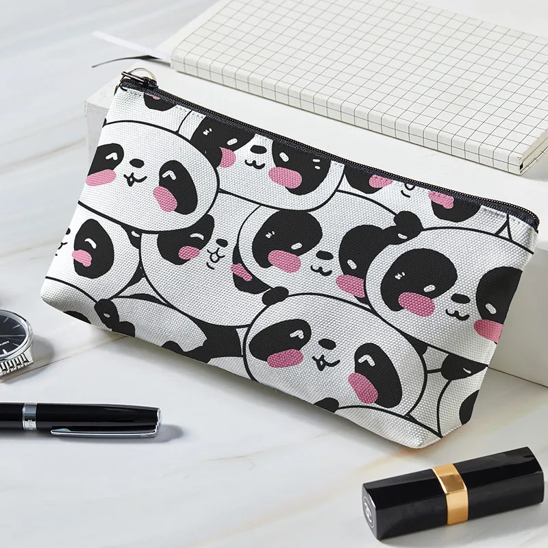 

Panda Printed Makeup Bag Polyester Cosmetic Bag Women's Necessaire Pouch With Zipper Shaver Kit Bags Luxury Man Travel Bag