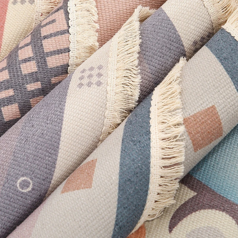 Марокканский круглый ковер для спальни в стиле бохо хлопковый с кисточками