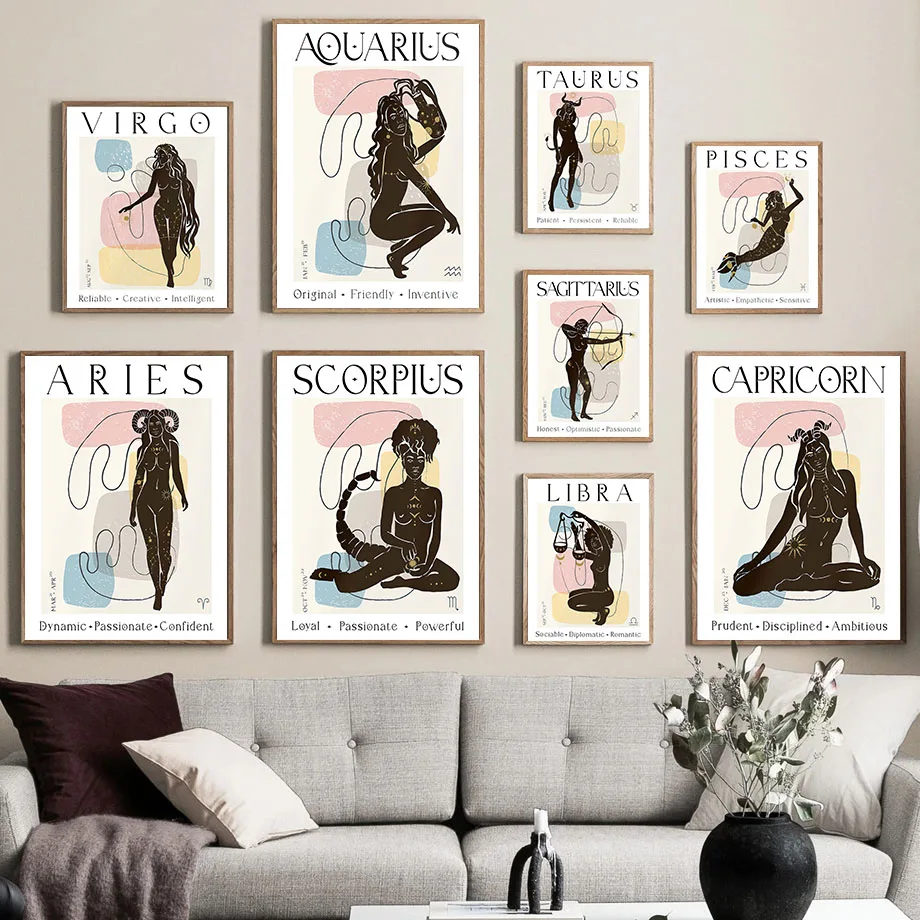 Персонализированные знаки зодиака Созвездия Астрология Искусство Холст