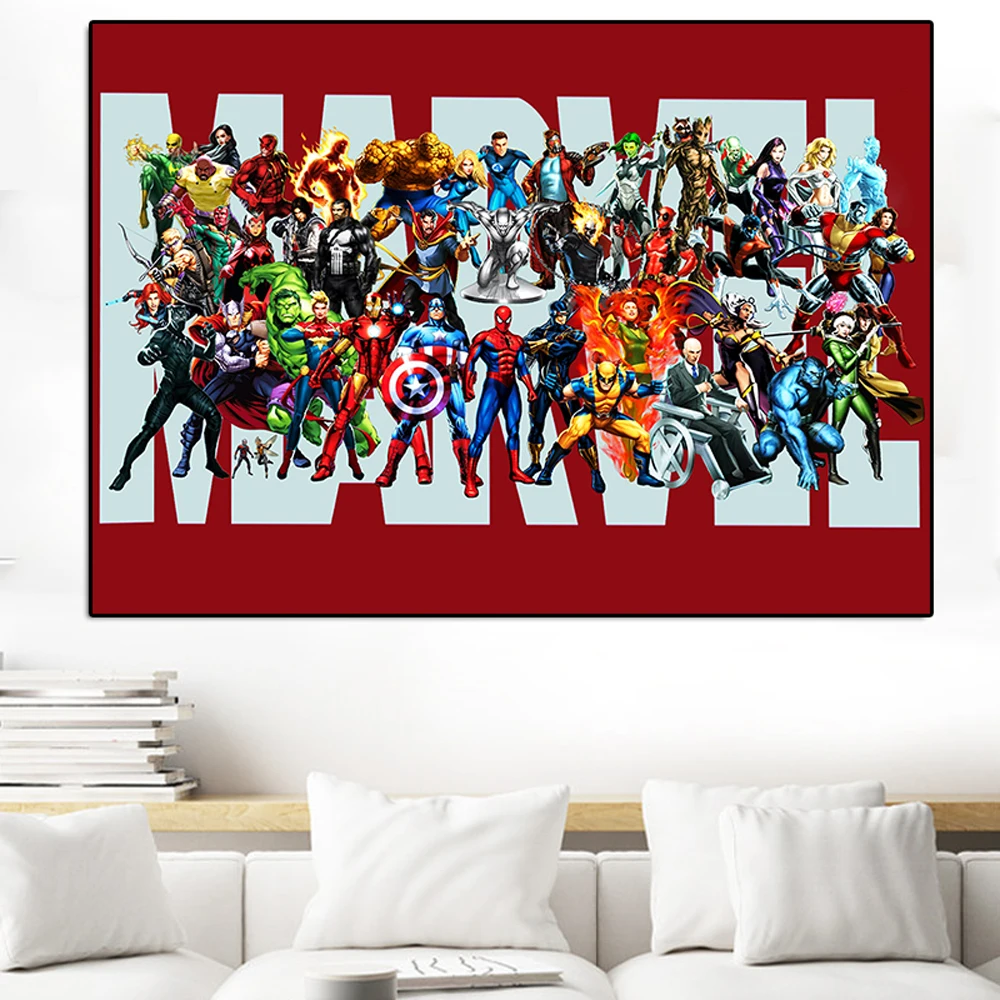

Abstract Marvel Avengers Character Poster And Print All Superheros Cartoon Canvas Painting Wall Art Living Boy Room Home Decor