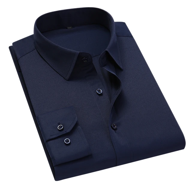 

2021 Men's solid color business shirts fashion casual slim white long-sleeved shirts for men