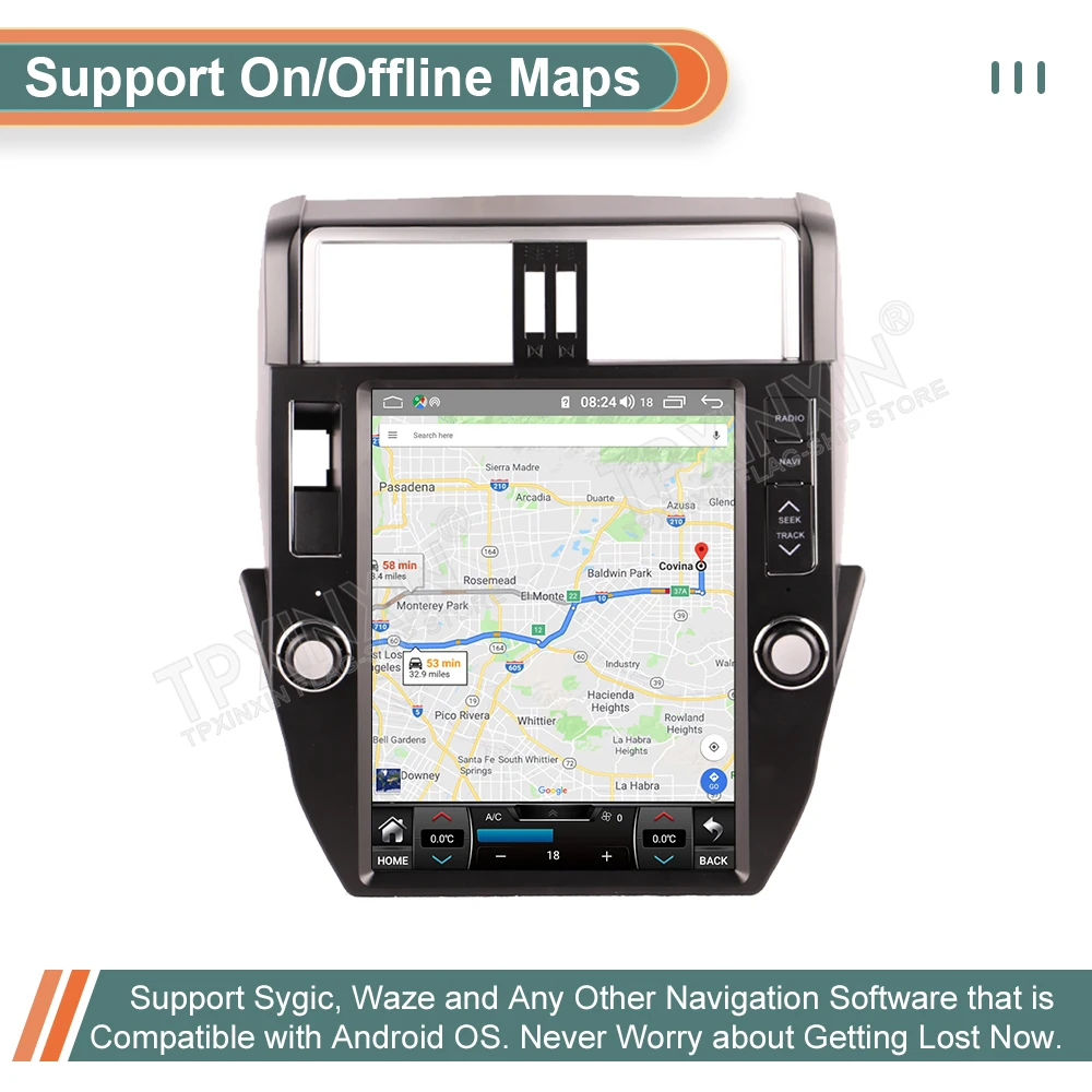 Тесла Радио 2 Din Android 12 Автомобильный мультимедийный видеоплеер Carplay для Toyota Prado 150 2010 - 2013 GPS Навигация Стерео Приемник