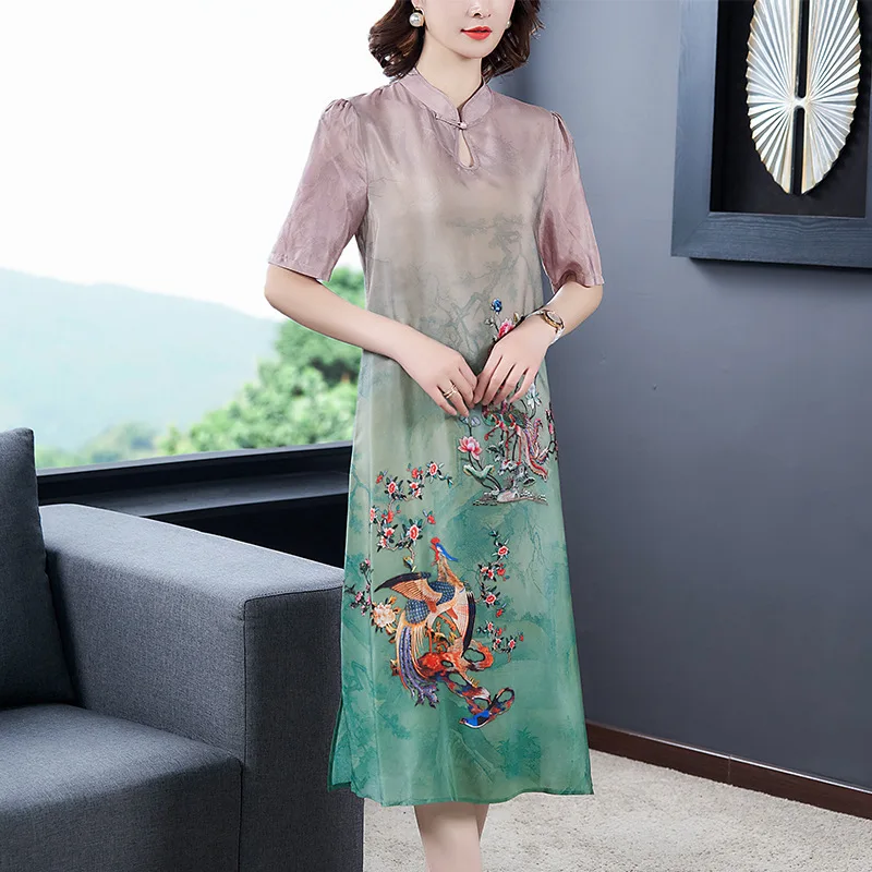 Женское платье с коротким рукавом Повседневное цветочным принтом в Корейском