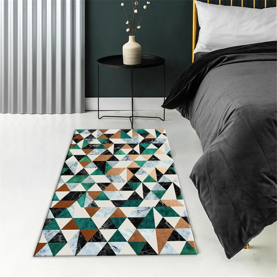 

Мраморный коврик с геометрическим рисунком, мягкие фланелевые коврики в скандинавском стиле для кухни, прикроватный нескользящий коврик д...