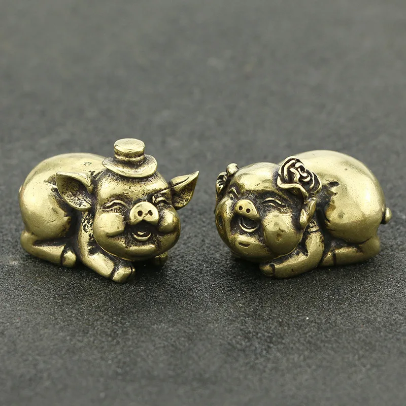 

Brass Zodiac Copper Pig Ornaments Pure Copper Solid Male And Female Pigs Married A Pair Of Pig Ornaments Distressed Craft Gifts