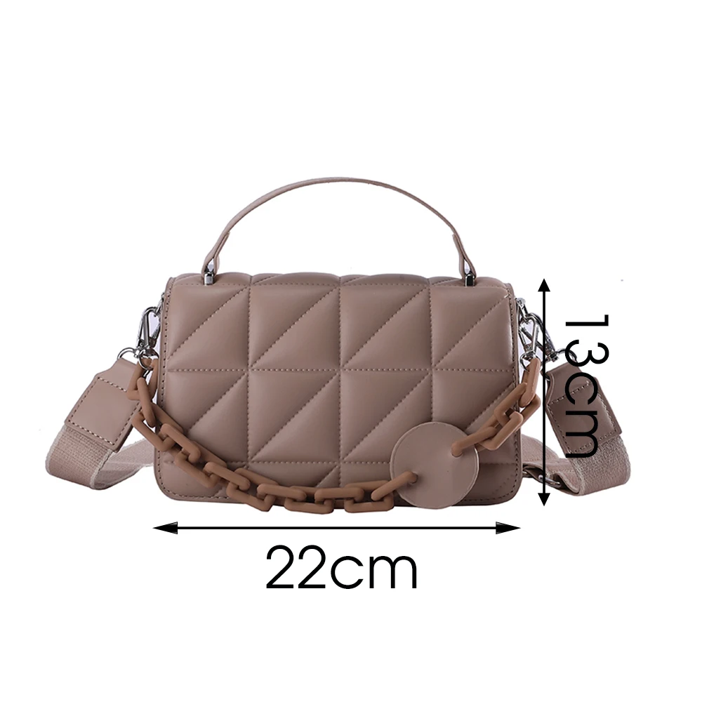

Women Fashion Plaid Pattern Elegent Chain Crossbody Handbag Vintage PU Leather Casual Solid Color Ladies Shoulder Messenger Bag