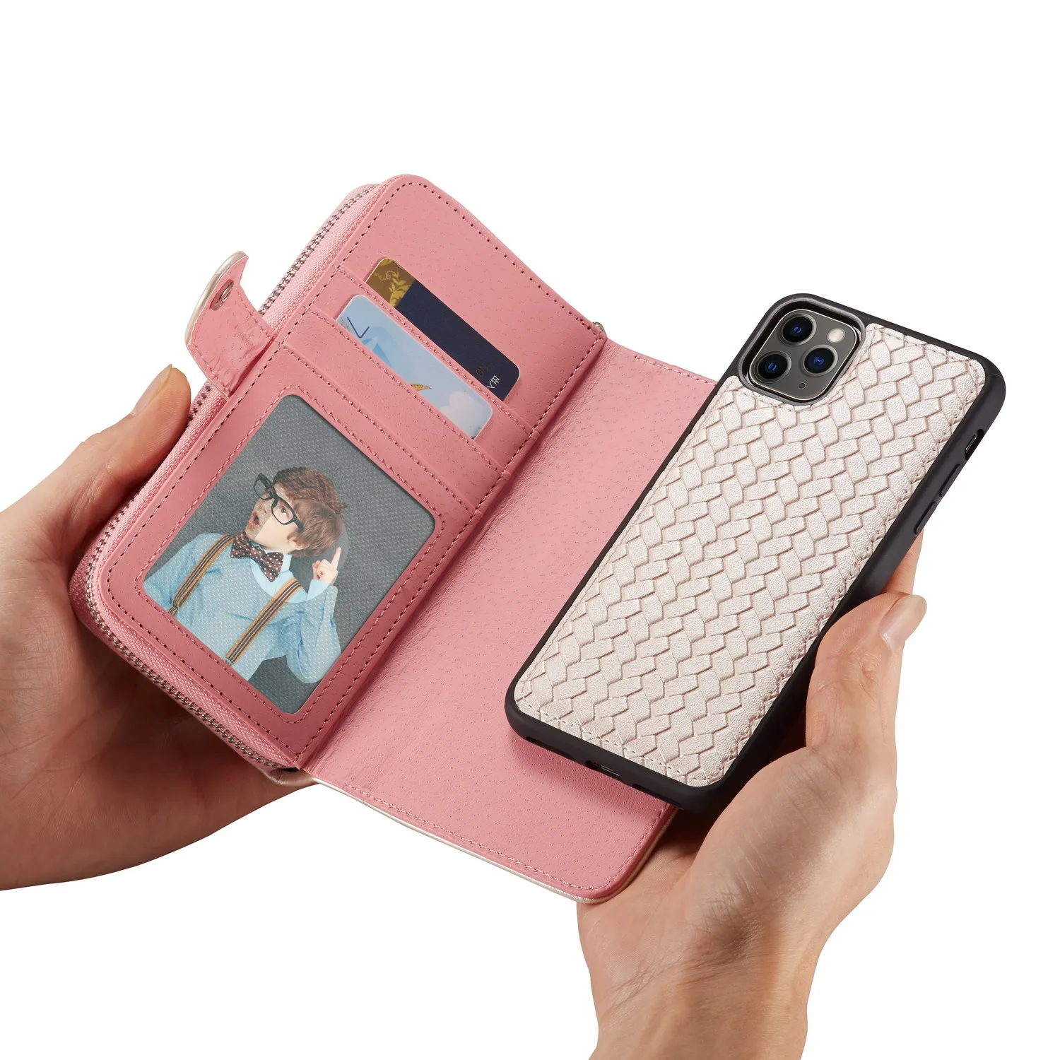 Новинка, съемный кошелек на молнии, тканый кожаный чехол для iphone 11/iphone 11 Pro/iphone 11 Pro Max