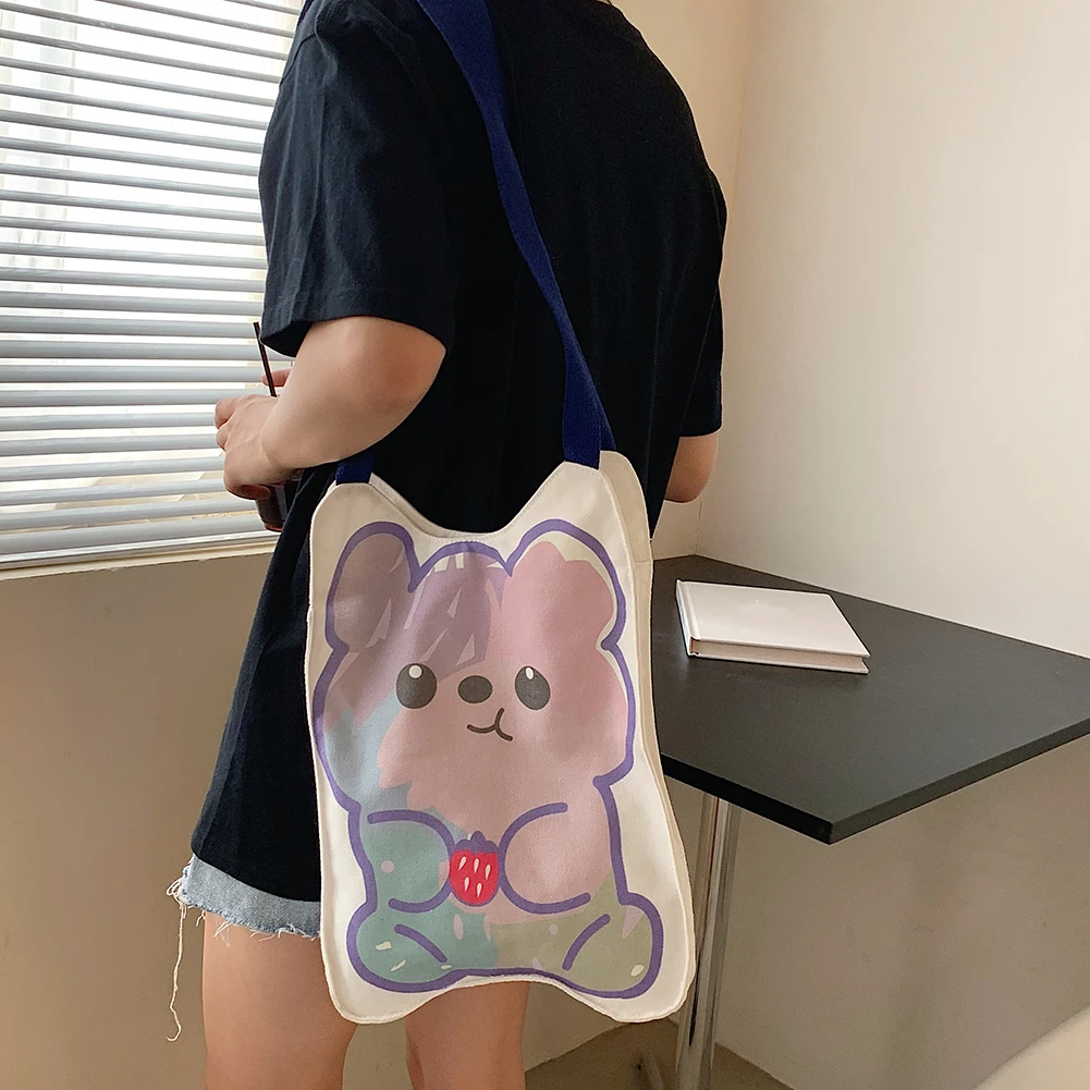 

Fashion Women Cartoon Canvas Large Capacity Ladies Beach Bag Printing Large Capacity Tote Handbags Shoulder Bag