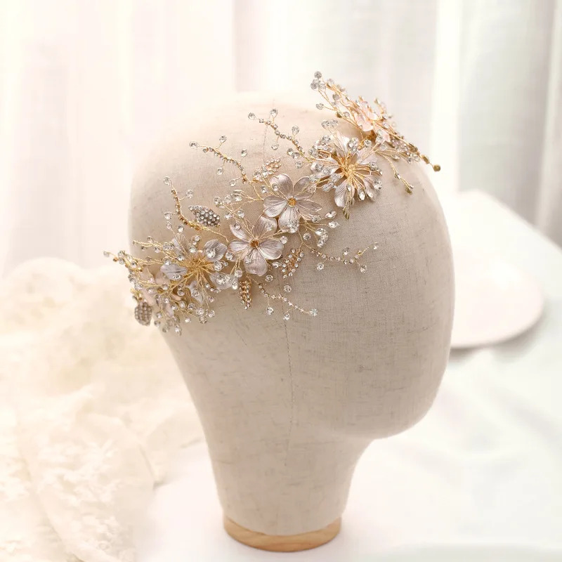 

SLBRIDAL Luxury Handmade Flexible Crystal Rhinestone Bridal Tiara Headband Wedding Hair Accessories Bridesmaids Women Jewelry