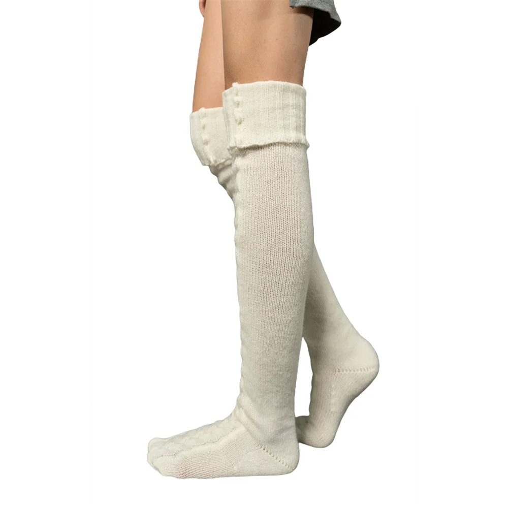 

Высококачественные мягкие и удобные чулки, Женские однотонные вязаные чулки, длинные гольфы, носки до колена, зима 2021