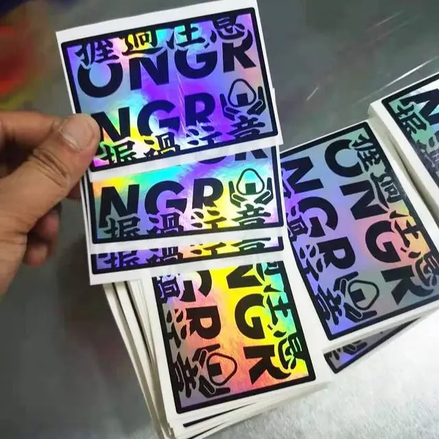 Black Color Printed Hologram Eggshell Stickers Hard to Remove for Street Slaps Custom