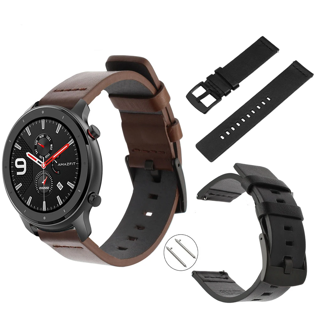 Кожаный ремешок для часов huawei GT 2 42 46 Samsung Gear S3 galaxy watch мм 22 huami amazfit Bip GTS GTR 47