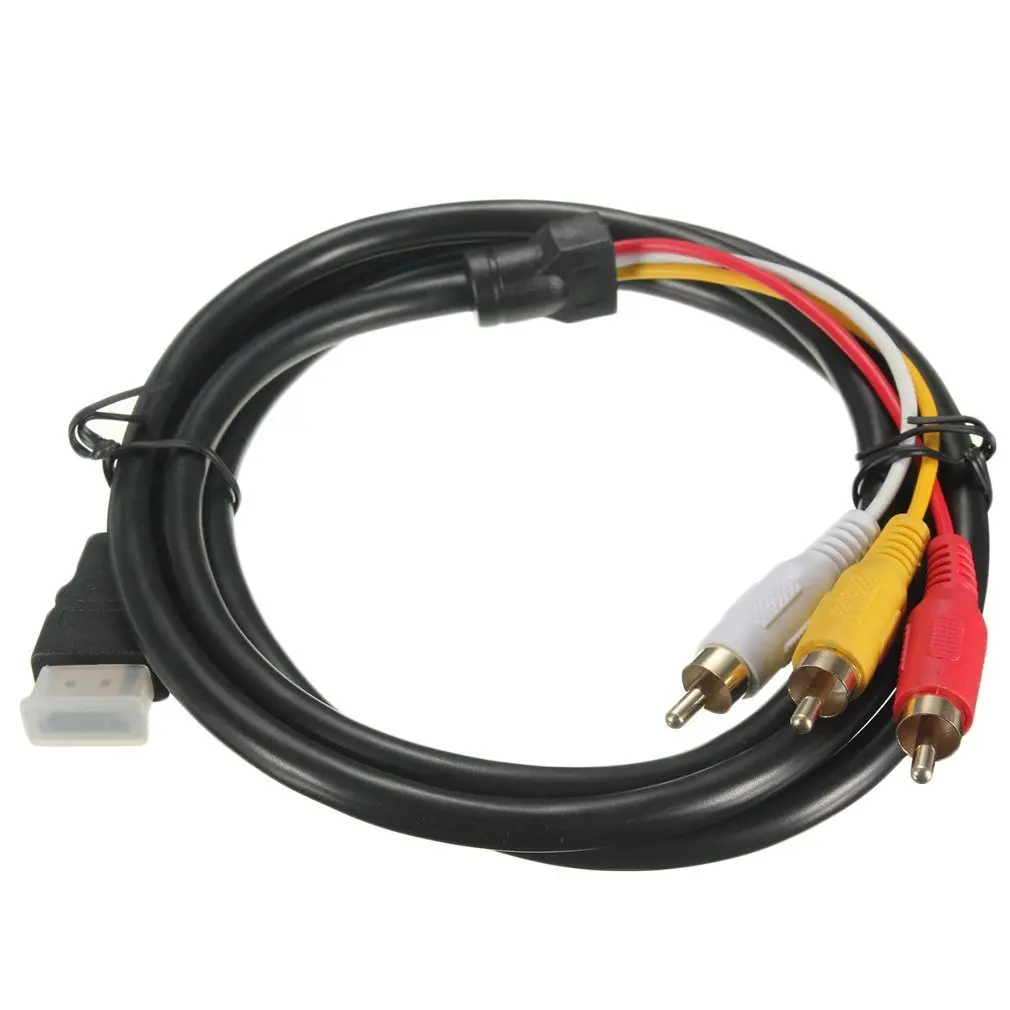 

New Gold Plated Connectors 5 Feet 1.5M 1080P HDTV Male to 3 RCA Audio Video AV Cable Cord Adapter for Signal Transfer
