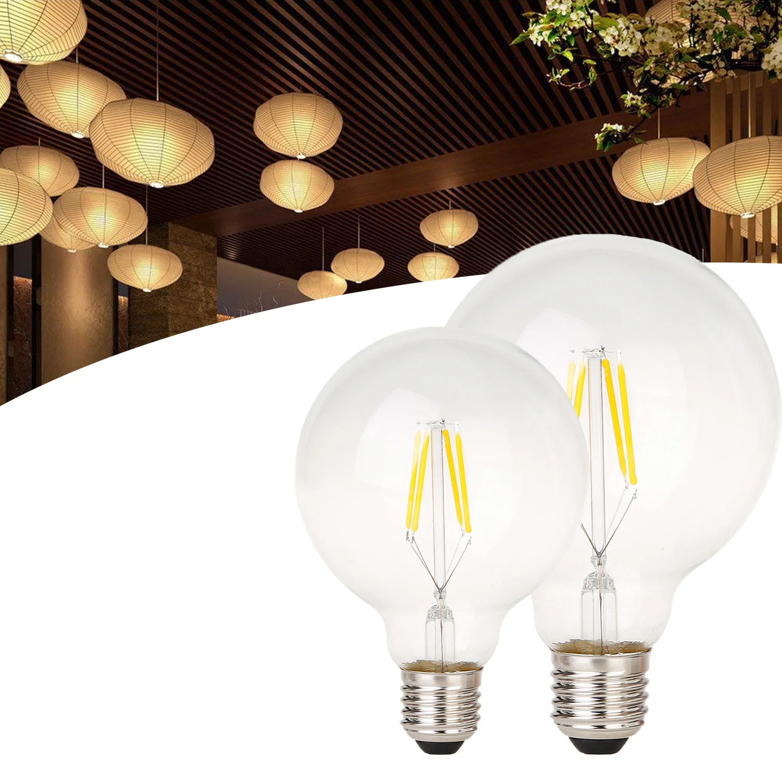 

Vintage LED Filament Light Bulbs, E27 Medium Base Vintage G95 Clear Glass Globe Edison Style LED Filament Light Bulbs, Non-dimma