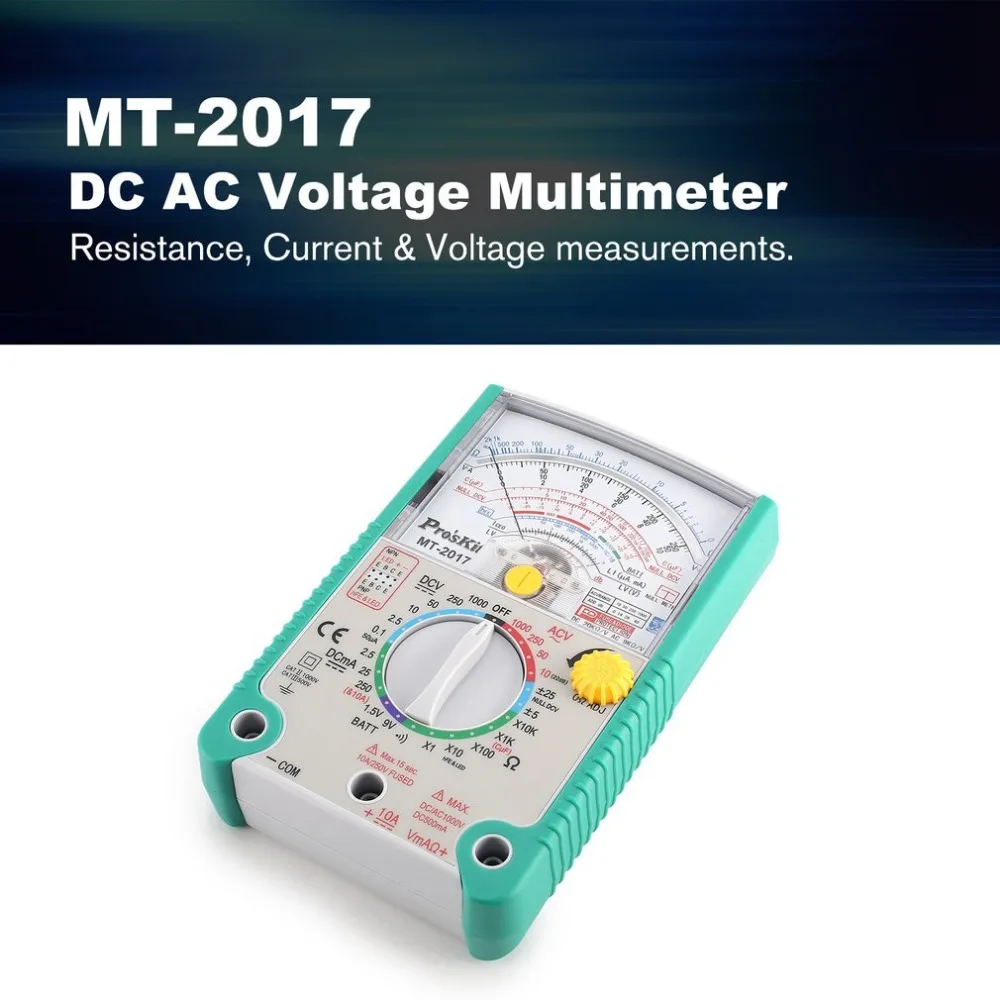 Proskit MT 2017 AC/DC Аналоговый граф Указатель мультиметр Амперметр Сопротивление