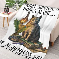 a woman cannot survive on books alone she also needs cats a lot of cats throw blanket sherpa blanket cover bedding soft