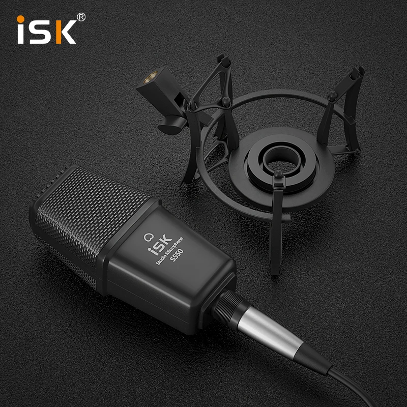 Профессиональный конденсаторный записывающий микрофон ISK S550 с амортизирующим