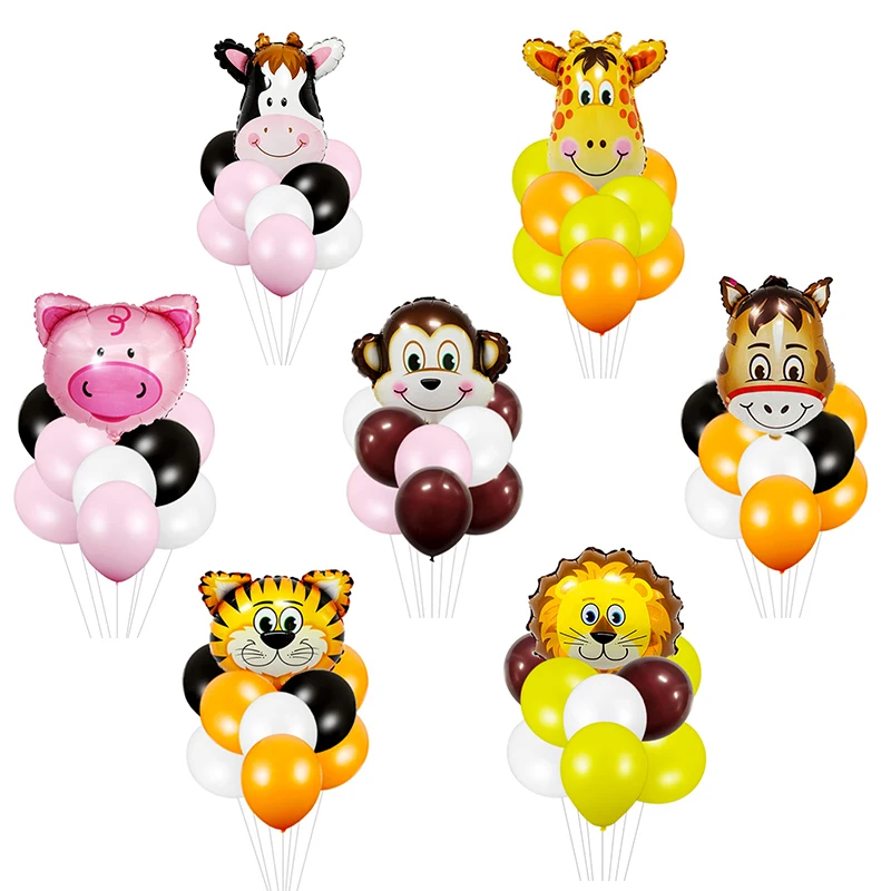 1 комплект/7 шт. Тигр Зебра Корова животное фотофольга латекс воздушные шары для