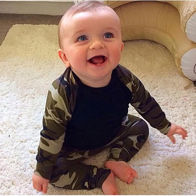 2021 Hot Selling Fashion Baby Boy Clothes set Long-sleeved camouflage T-shirt+Pants 2pcs Newborn Girl Clothing Set Outfits | Детская