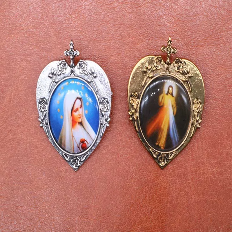 6 шт./брошь в форме иконы церкви виде Иисуса Христа золотого Креста сердца|Броши| |