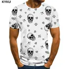 Мужская футболка с коротким рукавом KYKU, белая Повседневная футболка с 3D-принтом черепа, лето 2019