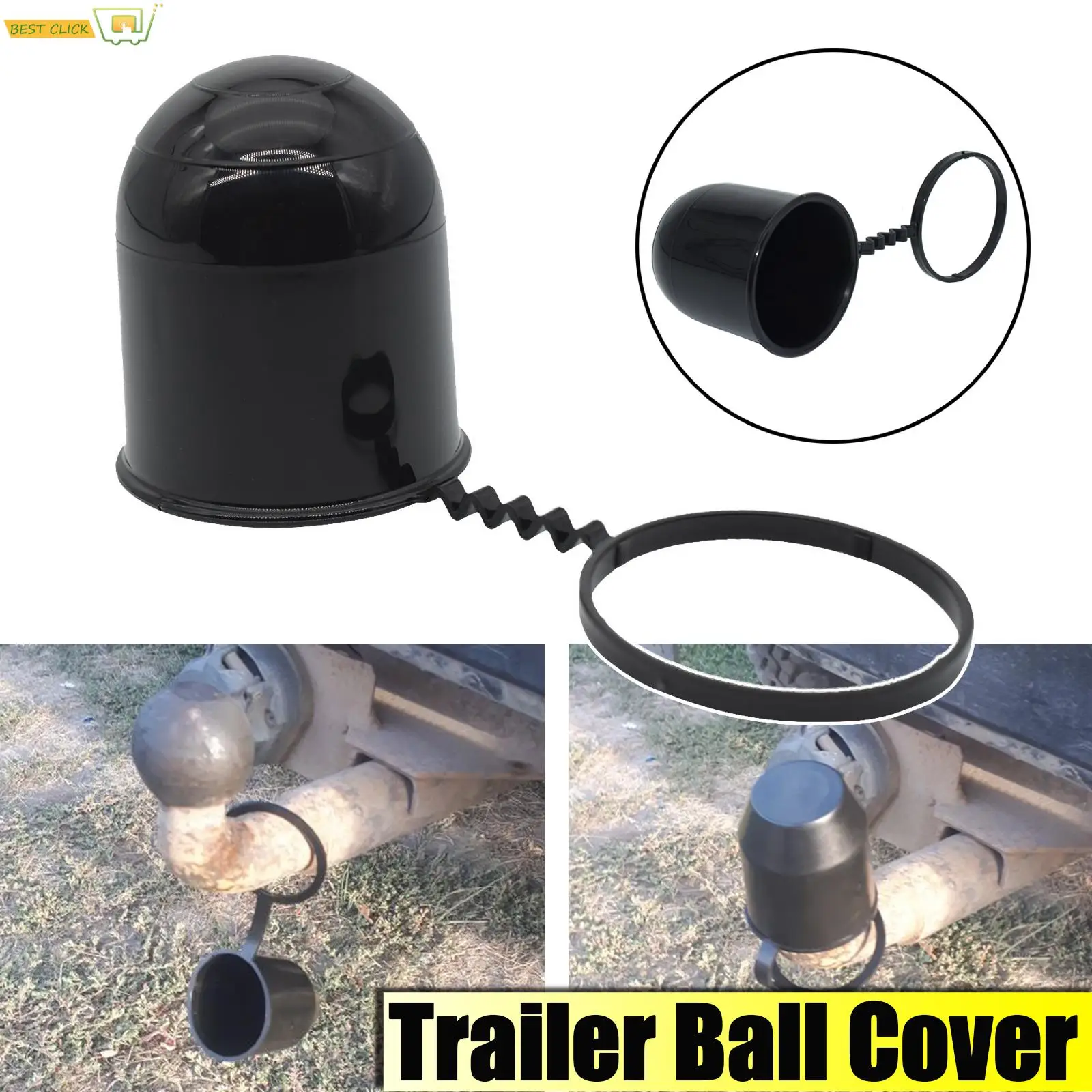 Universal 50MM Trailer Accessories Black Trailer Ball Cover Tow Bar Ball Cover Cap Hitch Protection Car Styling