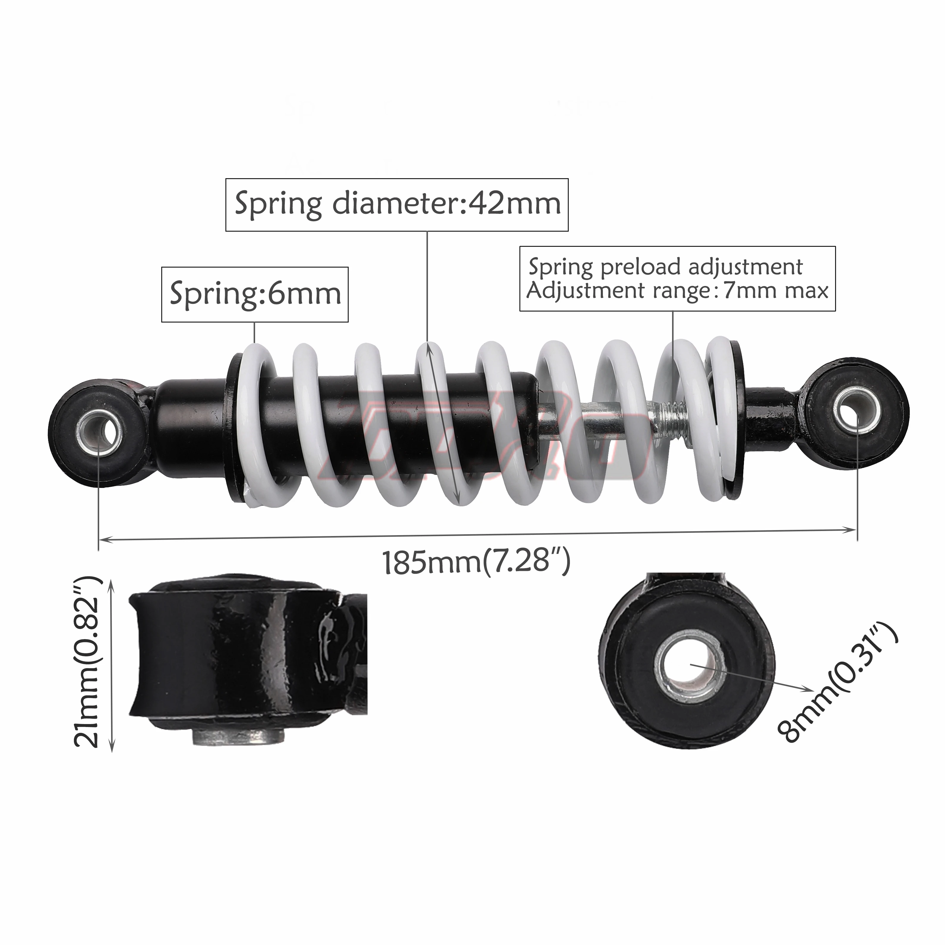 

TDPRO 185mm Rear Shock Suspension Absorber Spring 400lbs for 49cc 47cc Mini Dirt Pit Bike ATV Quad Buggy 4 Wheeler Razor Bike