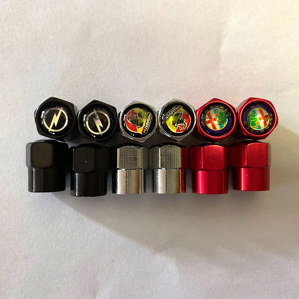 4 шт. алюминиевые колпачки для клапанов шин стержней с логотипом бренда abarth bmw M benz