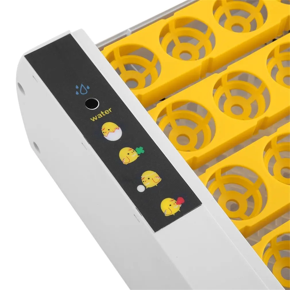 

Small smart incubator for up to 24 eggs European standard Mini Fully automatic Yellow plastic material