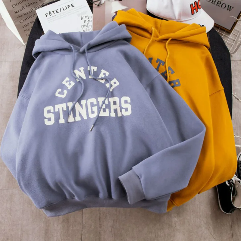 

Женская толстовка с капюшоном, Повседневная Свободная Толстовка большого размера с длинным рукавом и надписью, в Корейском стиле, осень 2020