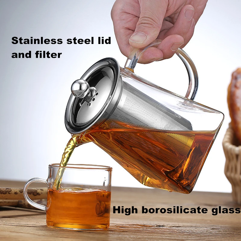 Маленький стеклянный чайник с инфузером из нержавеющей стали Oolong черный