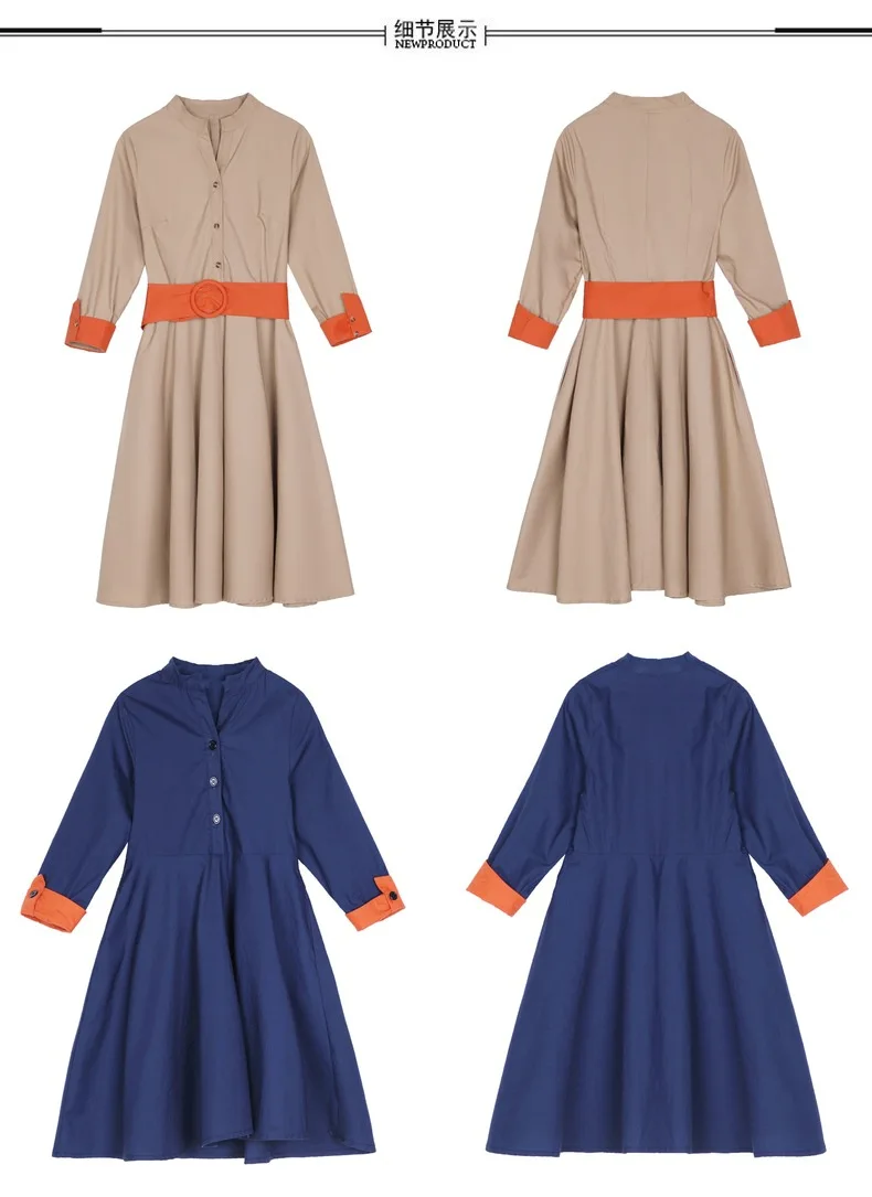 Платье для мамы и дочки WLG одинаковая семейная одежда весенние осенние синие хаки