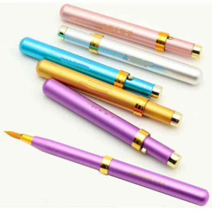 

2pcs/set Gold Silver Lips Makeup Brush Pen Metal Handle Cosmetic Lipgloss Lipstick Lip Gloss Brush With Protect Cap