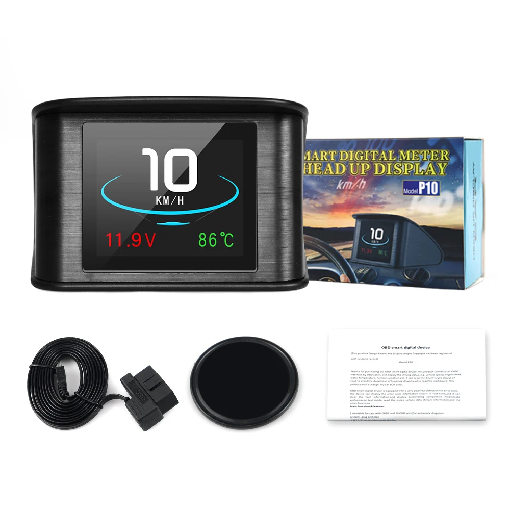 P10 Head Up дисплей поездки бортовой компьютер автомобиль цифровой OBD2 Пробег OBD вождения компьютер дисплей спидометр датчик температуры