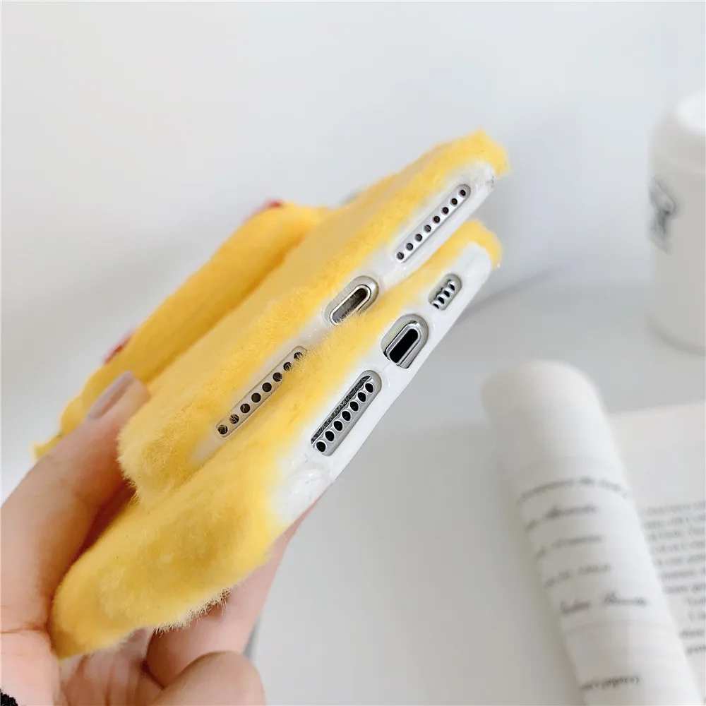 Пушистый чехол для телефона iPhone 11 Pro Max милый плюшевый бампер Pika противоударный