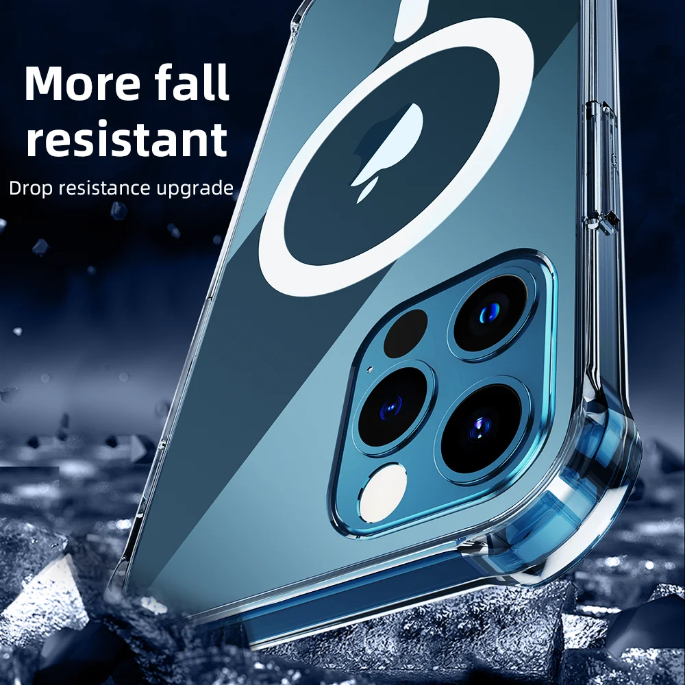 

Shockproof Magnetic Phone Case Compatible for iPhone 12 mini pro max Case with Hard Acrylic TPU Bumber