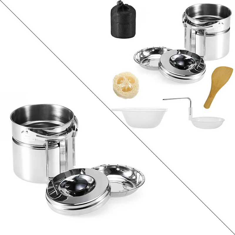 Подвесной набор посуды из нержавеющей стали 304 для кемпинга горшок миска суповая