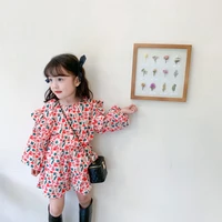 2021 spring and autumn new girls full print puff sleeve jumpsuit korean little girl jumpsuit