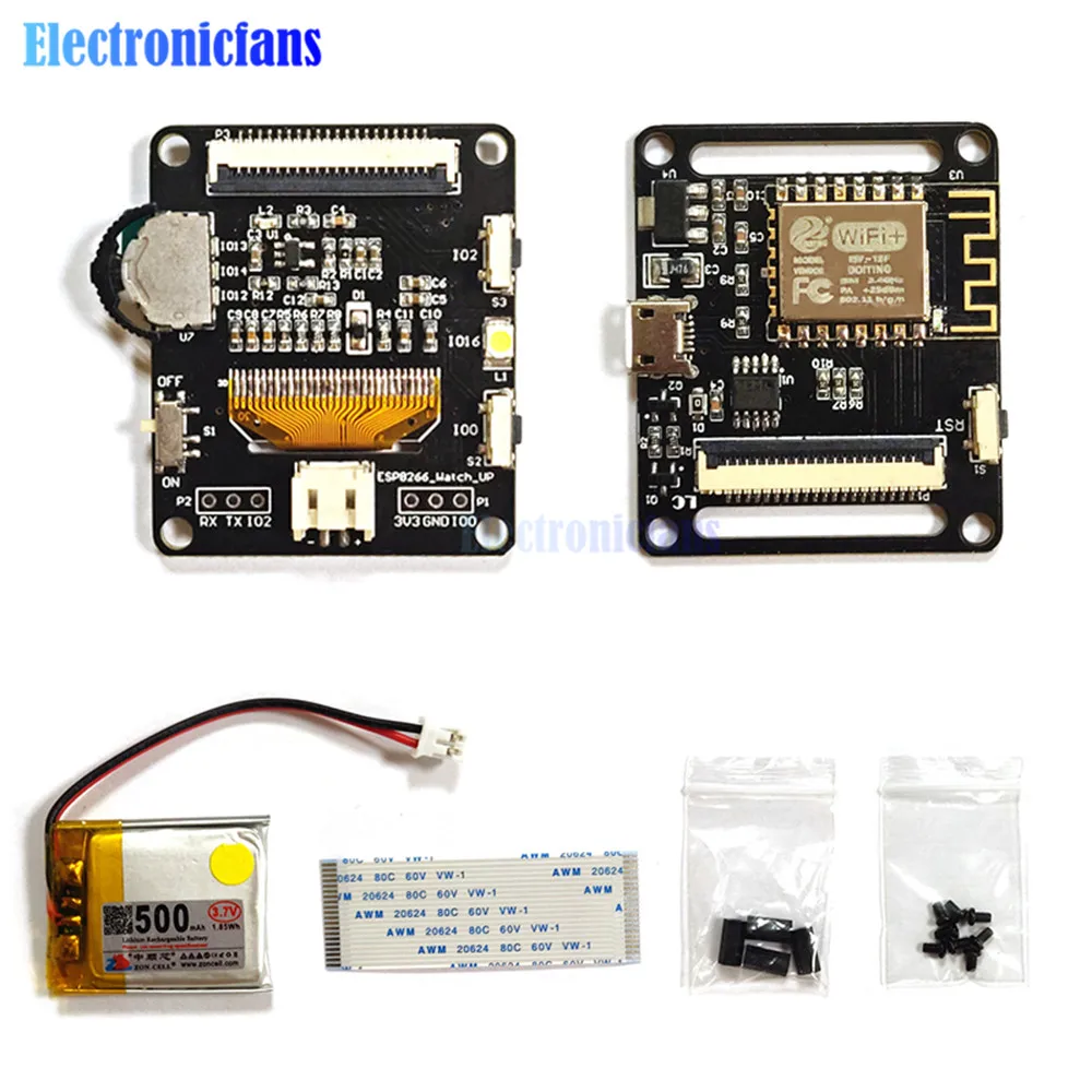 ESP8266 Wifi Watch программируемый макетная плата носимых OLED Дисплей ESP-12F Wi-Fi Смарт-часы