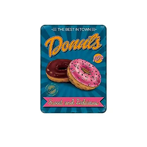 

Retro Metal Tin Sign Vintage The Best in Town Donuts Sweet and Delicioua Aluminum Sign for Home Coffee Wall Decor 8x12 Inch