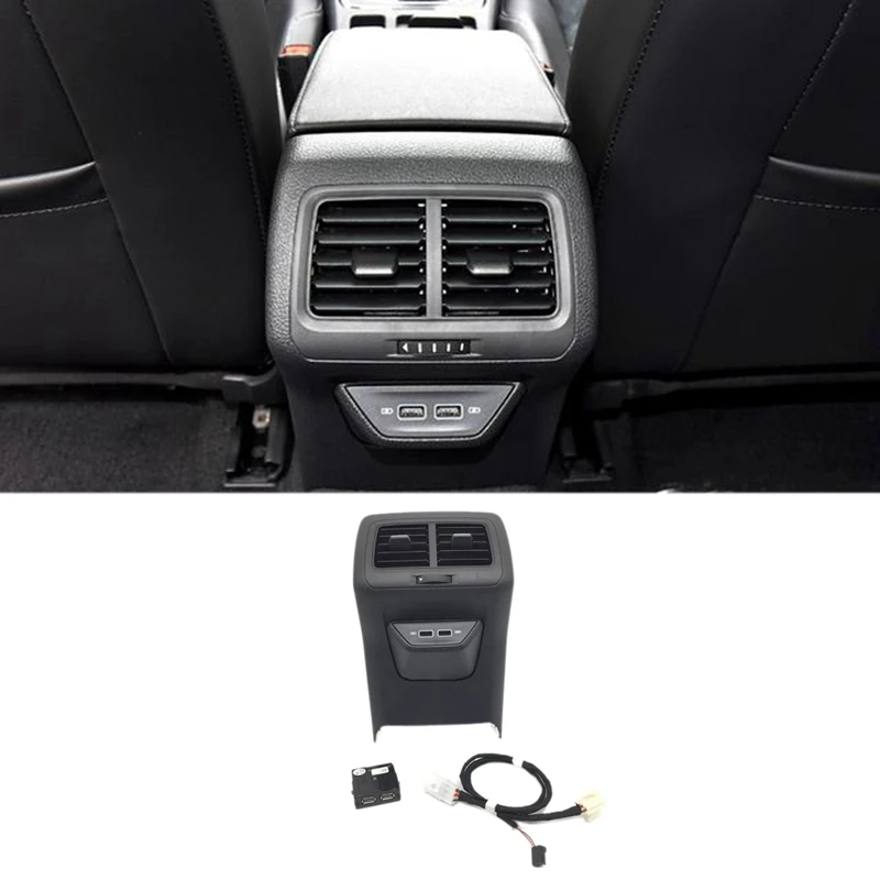 

Car Rear Air Outlet Vent Trim Frame Assembly Center Armrest with USB Adapter for Golf 7 MK7 2013-2019 5GG864298B82V