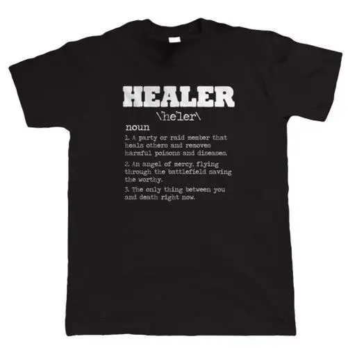 Healer/футболка для геймеров РПГ видеоигра MMORPG PC Gamer WOW Horde Alliance Rogue летняя хлопковая