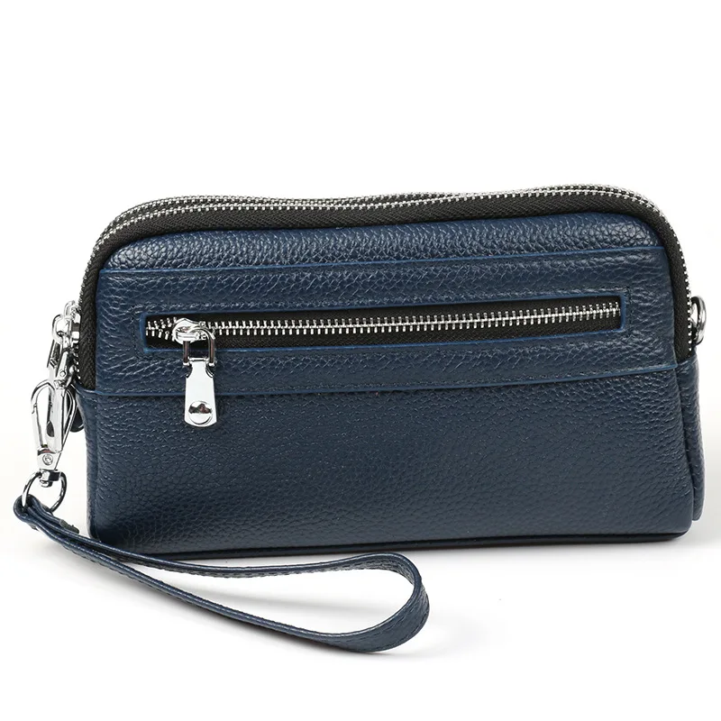 Women Mini Chain Messenger Shoulder Bags Small Bag Female Wristband Clutch Genuine Leather Large-capacity Double Zipper HandBag