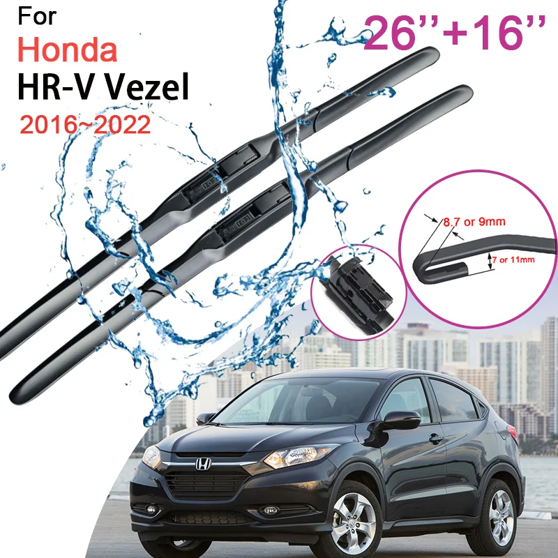 

Car Front Windshield Wiper Blades for Honda HR-V Vezel 2016~2022 Two Frameless Silent Durable Rubber Snow Scraping Accessories