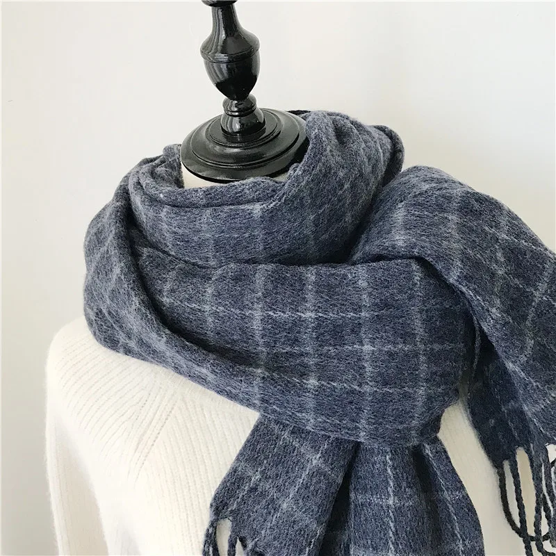 Winter Cashmere Scarves With Tassel Thick Warm Poncho Wool Plaid Print Neck Scarf For Women Fashion Shawls and Wraps Ladies