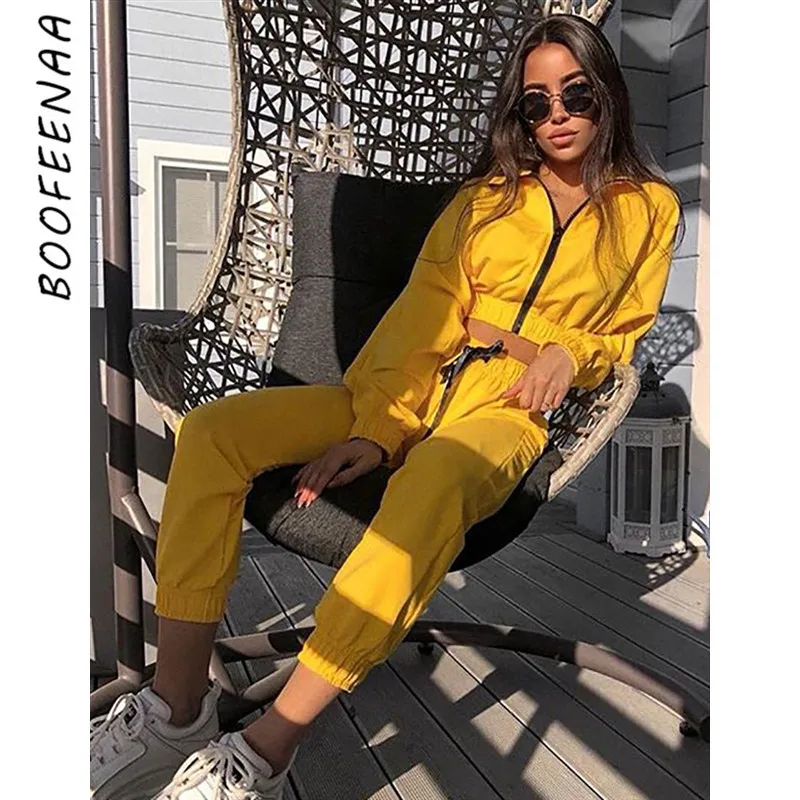 BOOFEENAA женский спортивный костюм комплект из 2 предметов куртка толстовки для бега