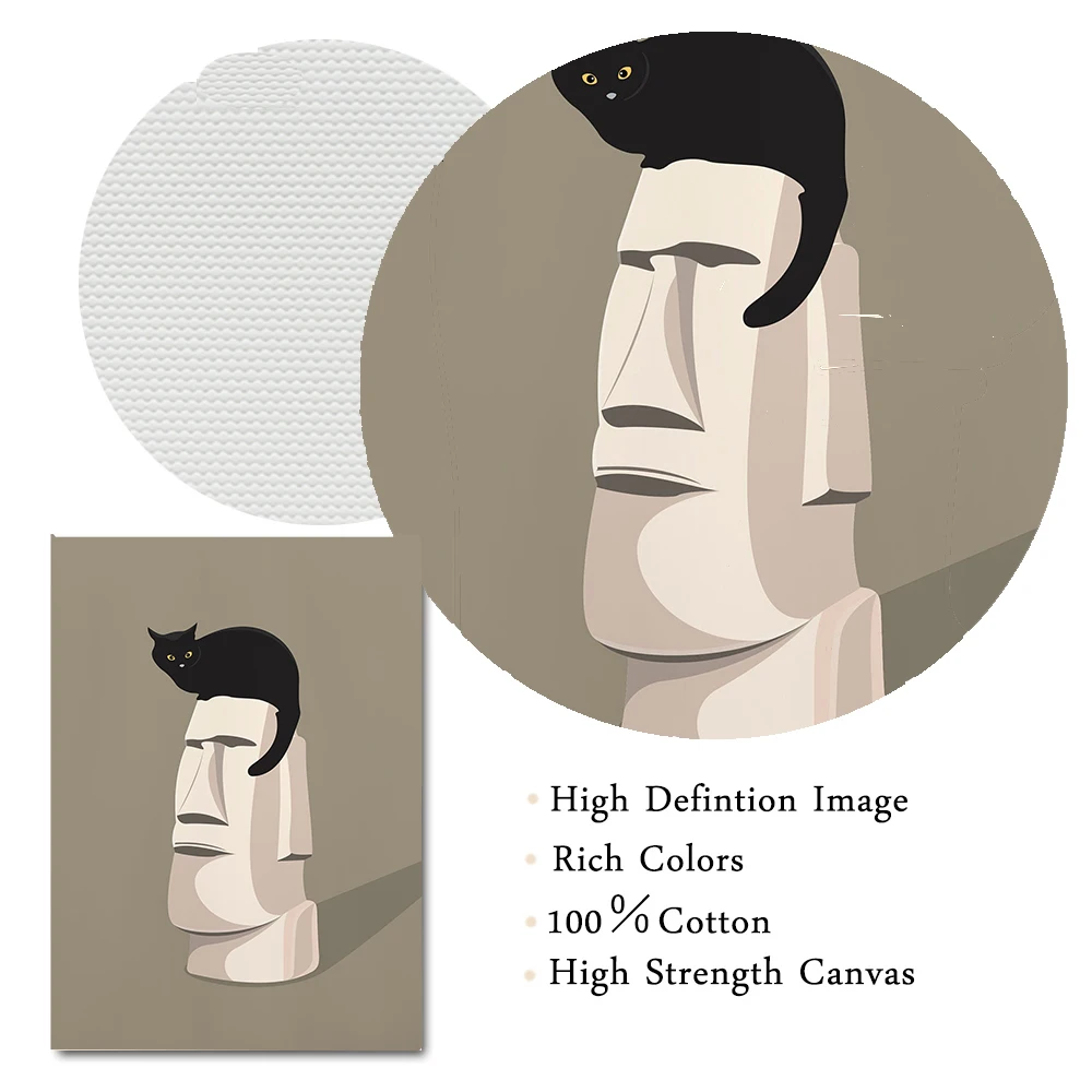Настенная картина Moai с изображением кота Элвиса Пресли забавная иллюстрация