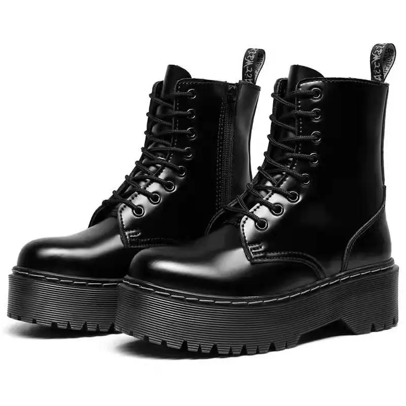 

Модные повседневные женские ботинки Martens, водонепроницаемая кожаная обувь в британском стиле, женские ботильоны с высоким берцем, женские м...