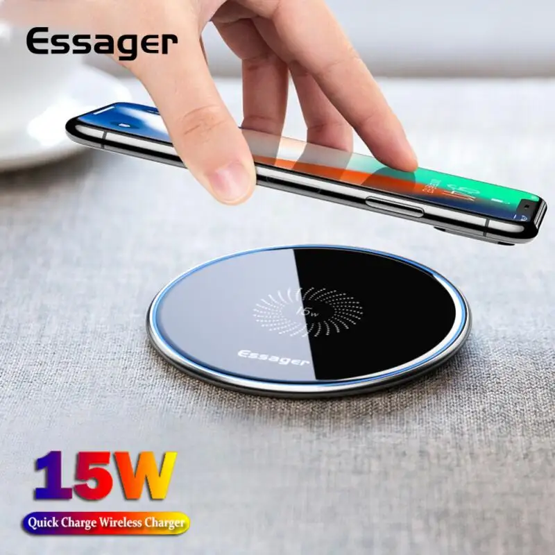 Беспроводное зарядное устройство Essager 15 Вт для iPhone 11 Pro 8 X XR XS Max USB - Цена: 1016.23
